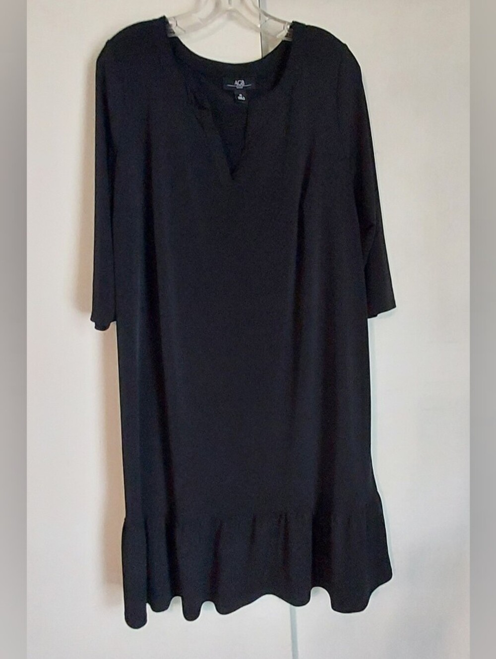 AGB Black Midi Dress with Ruffle Hem 1x